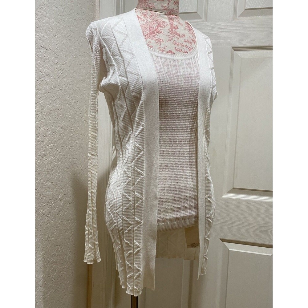 M Missoni Chevron Ribbed Tank & Cardigan Top Women’s S / IT 42 White Open Knit